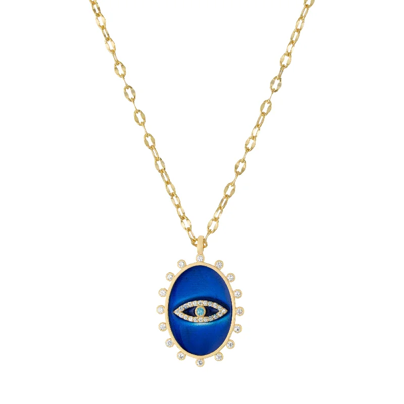 Crystal Necklace for Special Occasions-Evil Eye Enamel Necklace