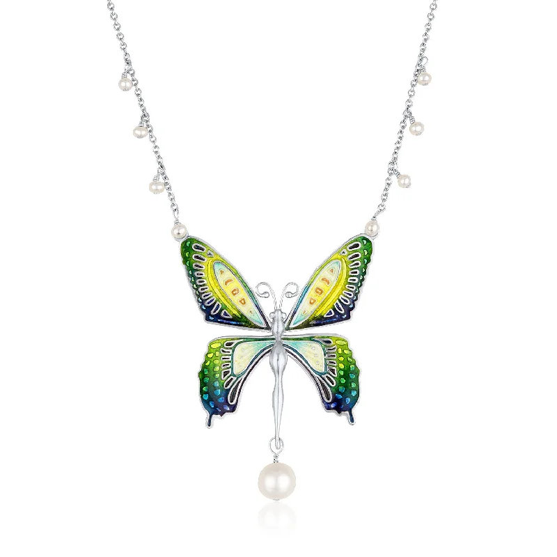 Vintage Style Necklace-Enamel Limited Edition Butterfly Necklace