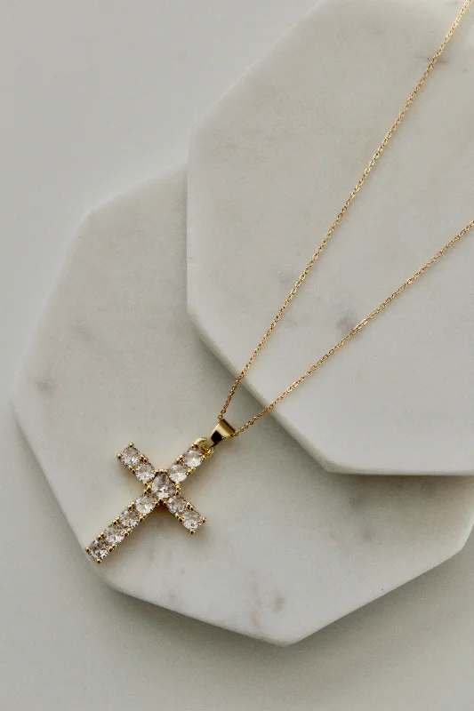 Silver Necklace for Weddings-Psalm CZ Cross