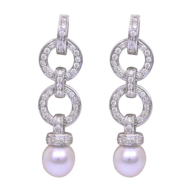 Bold Earrings for Fashionistas-Earrings- South Sea Pearl and Diamond