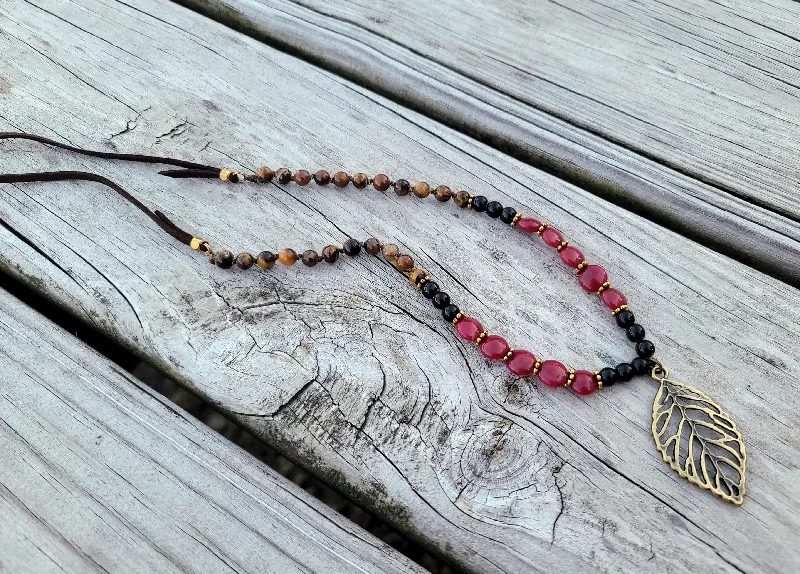 Diamond Pendant Necklace-Tiger Eye Corded Necklace