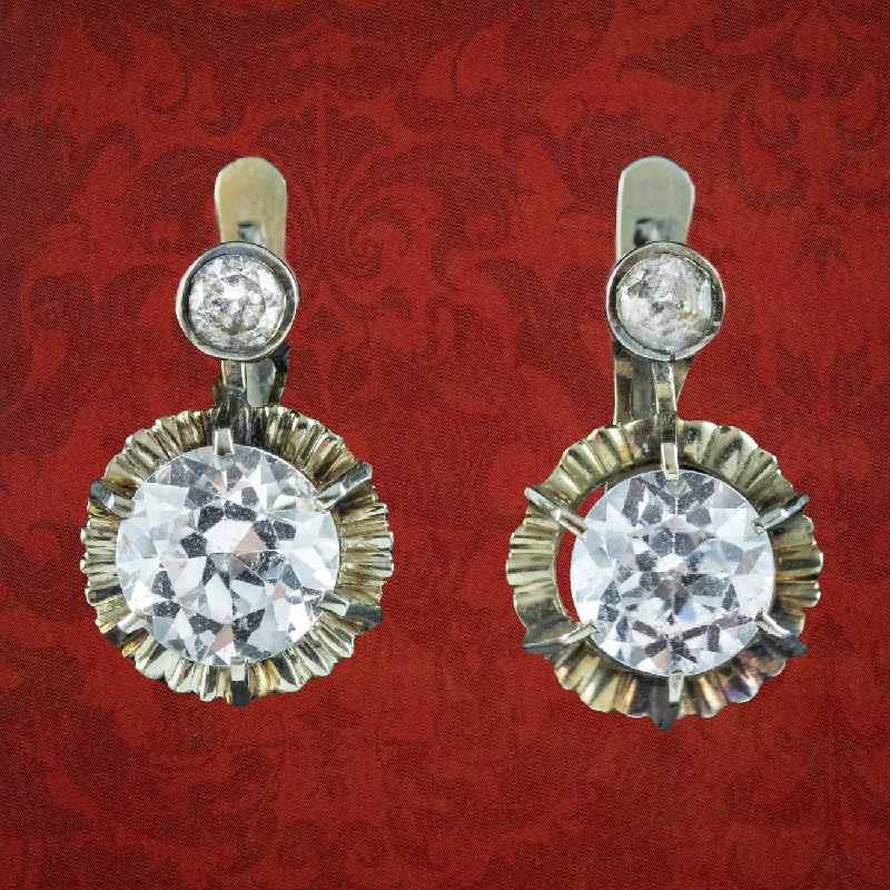 Simple Stud Earrings-Vintage White Topaz Earrings 18ct Gold