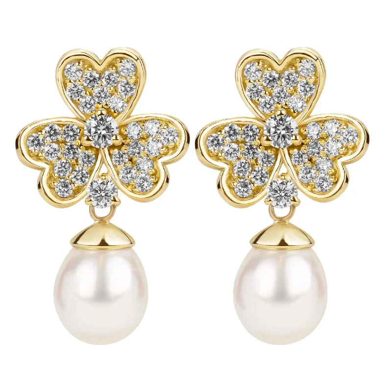 Luxury Pearl Earrings for Brides-Earrings -south Sea Pearl And Diamond