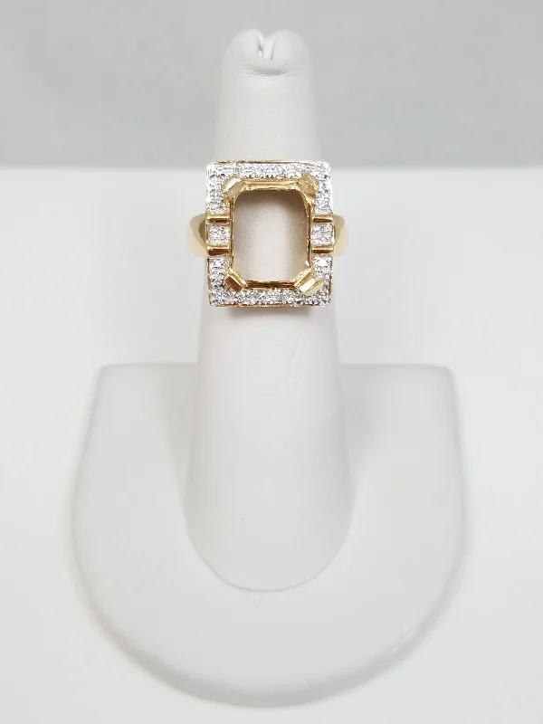 Beautiful Gold Ring with Gemstones-Gorgeous 14k Yellow Gold Natural Diamond Ring Mount