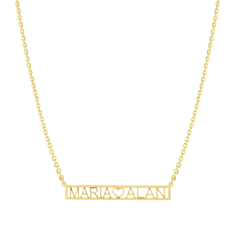 Chunky Necklace for Bold Style-Gold Couple Nameplate