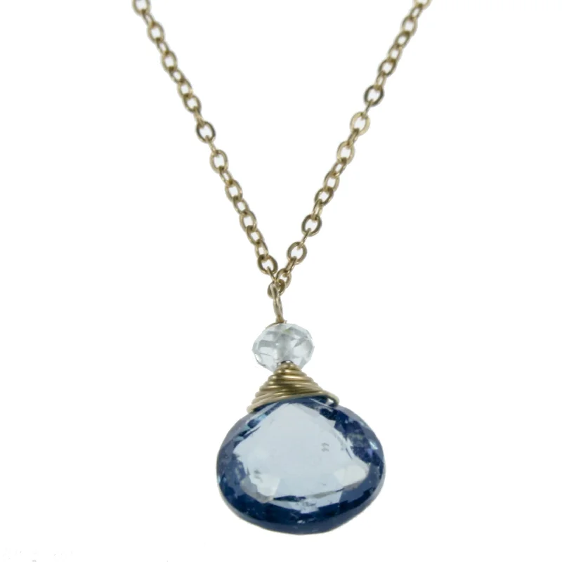 Long Chain Necklace for Stylish Look-London Blue Topaz One Drop Necklace