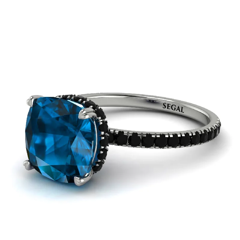 Classic Silver Ring for Casual Wear-Cushion Hidden Blue Topaz Ring - Nova No. 509