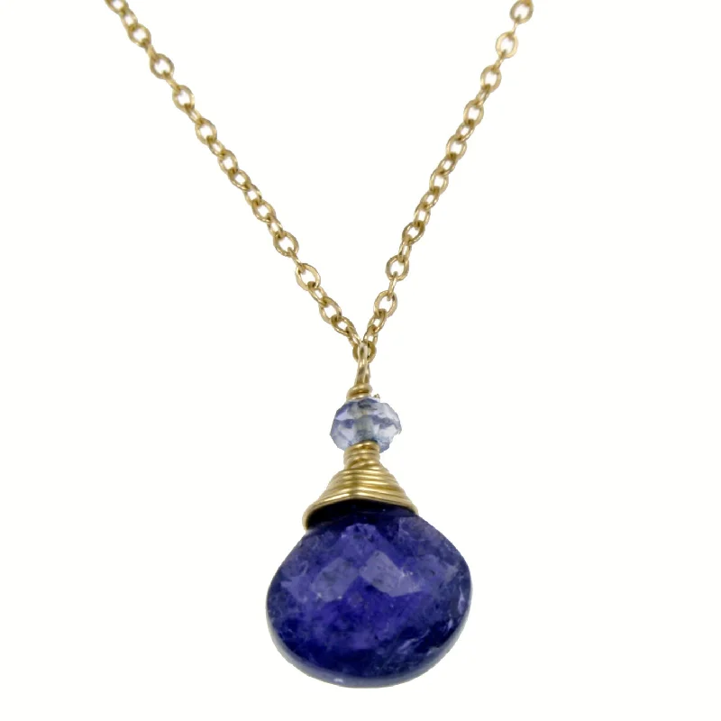 Large Statement Necklace for Occasions-Iolite One Drop Necklace