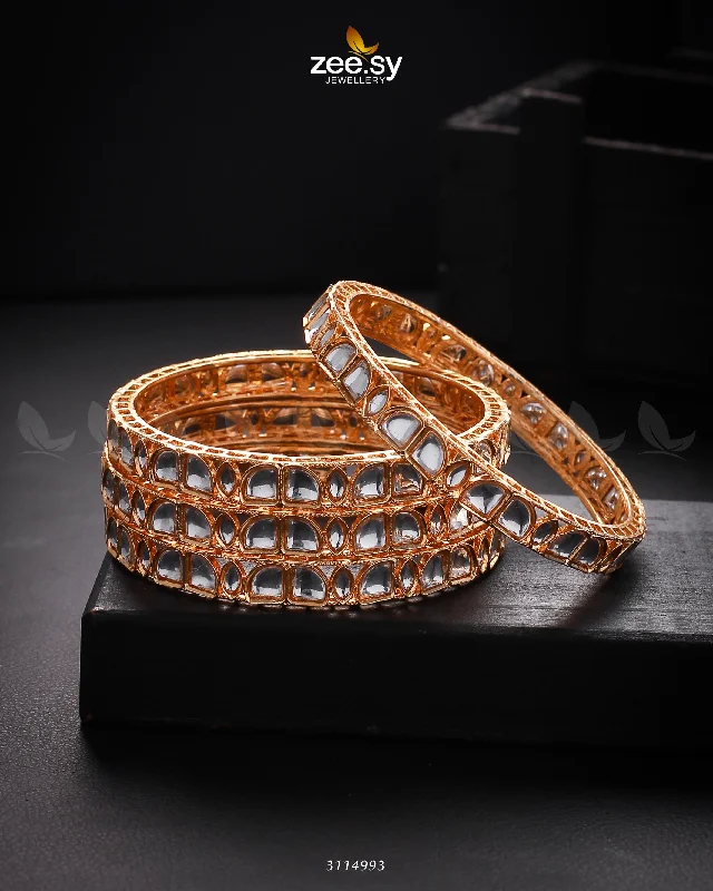 Silver Bangles with Floral Design-Kavya Bangles