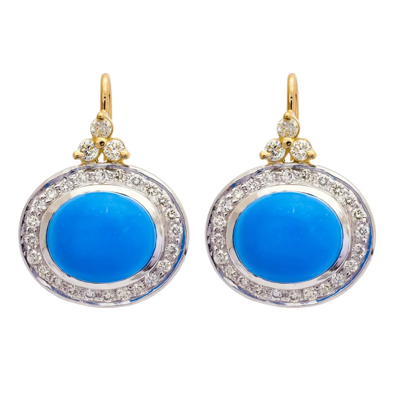 Everyday Earrings for Casual Wear-Earrings- Turquoise and Diamond