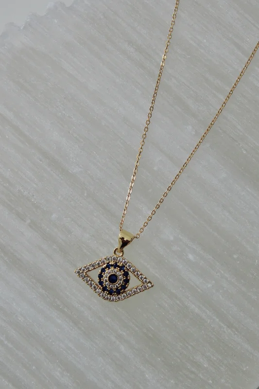 Large Pendant Necklace for Fashion Statement-CZ Evil Eye Necklace