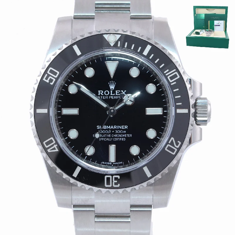 Elegant Watches for Evening Wear-2019 PAPERS Rolex Submariner No Date 114060 Steel Black Ceramic Watch Box