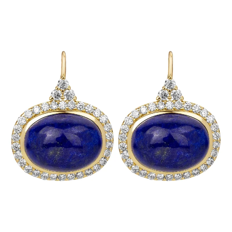 Elegant Earrings for Bridal Parties-Earrings - Lapis Lazulli And Diamond