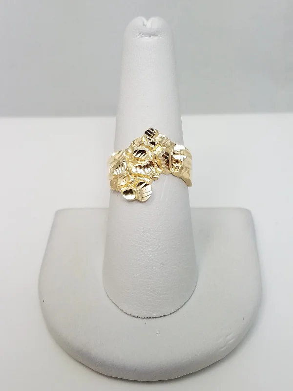 Custom Gold Ring for Special Occasions-Impressive 14k Yellow Gold Nugget Ring