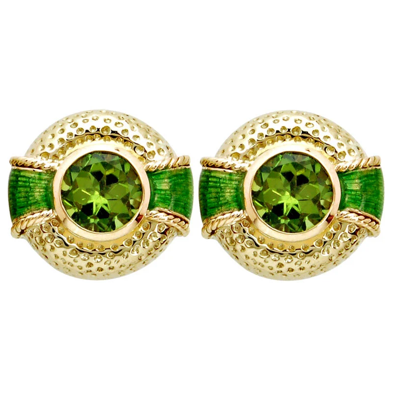 Statement Gold Earrings-Earrings- Peridot (Enamel)