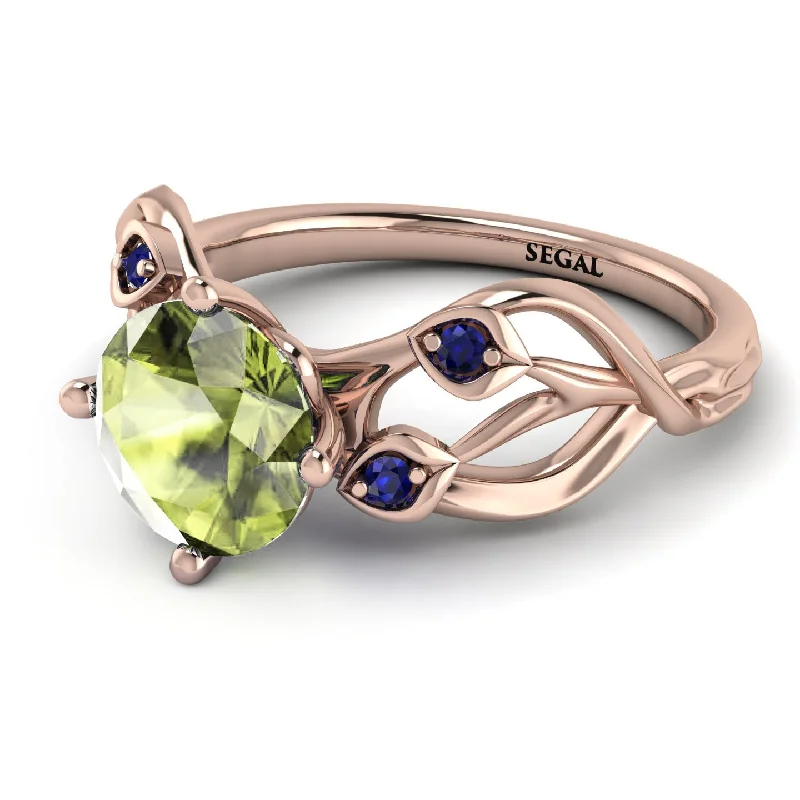 Rose Gold Engagement Ring-Peridot Blossom 14K Golden Nature Inspired Engagement Ring - Haley No. 714