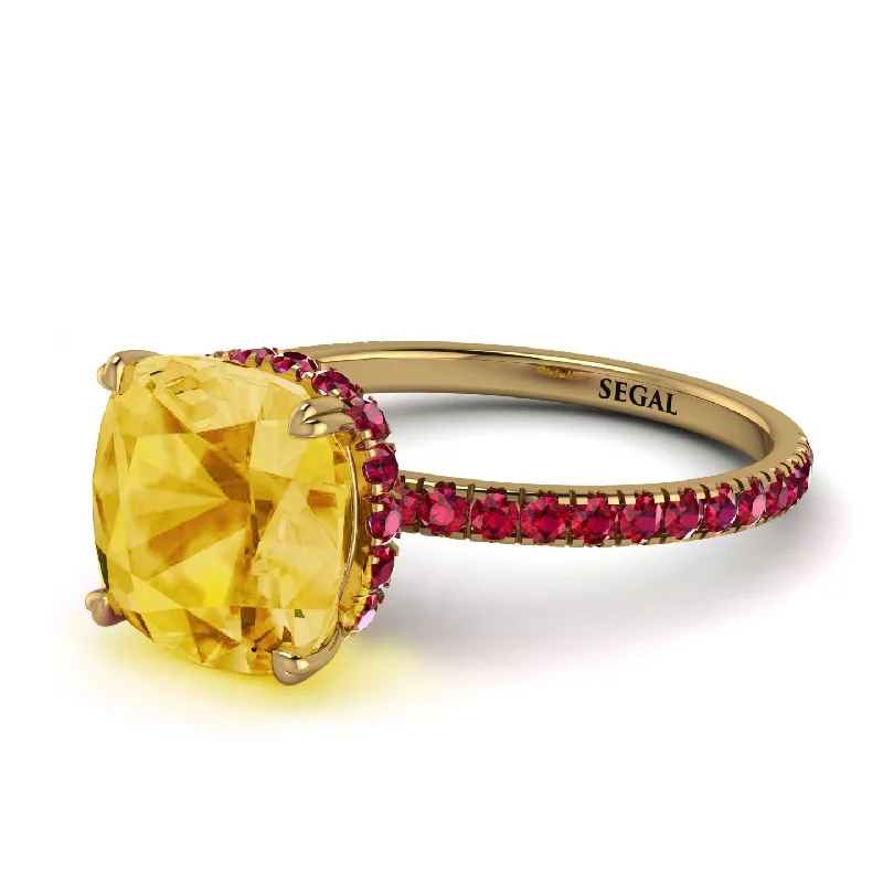 Gemstone Ring with Sapphire-Cushion Hidden Citrine Ring - Nova No. 610