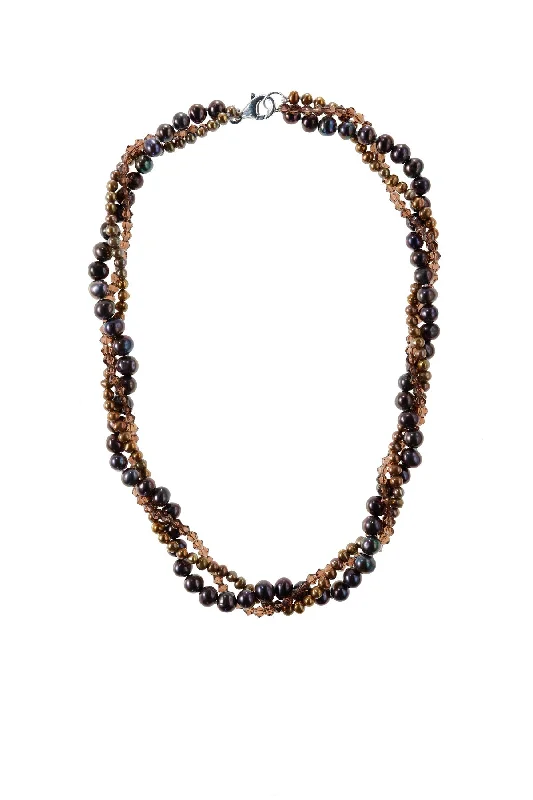 Long Chain Necklace for Stylish Look-Black & Gold Pearl Necklace