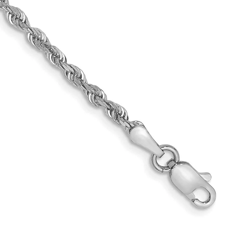 Stackable Bracelets for Fashion-14K White Gold 7 Inch 2.25mm Diamond-cut Quadruple Rope Lobster Clasp Chain Bracelet