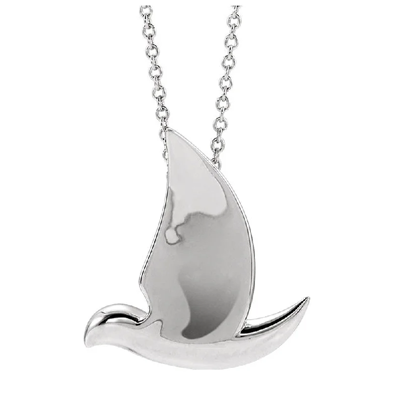 Luxury Necklace for Special Occasions-Sterling Silver Polished Dove Necklace, 16-18 Inch