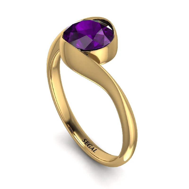 Chunky Statement Ring for Women-Vintage Bezel Twist Amethyst Ring - Everly No. 301