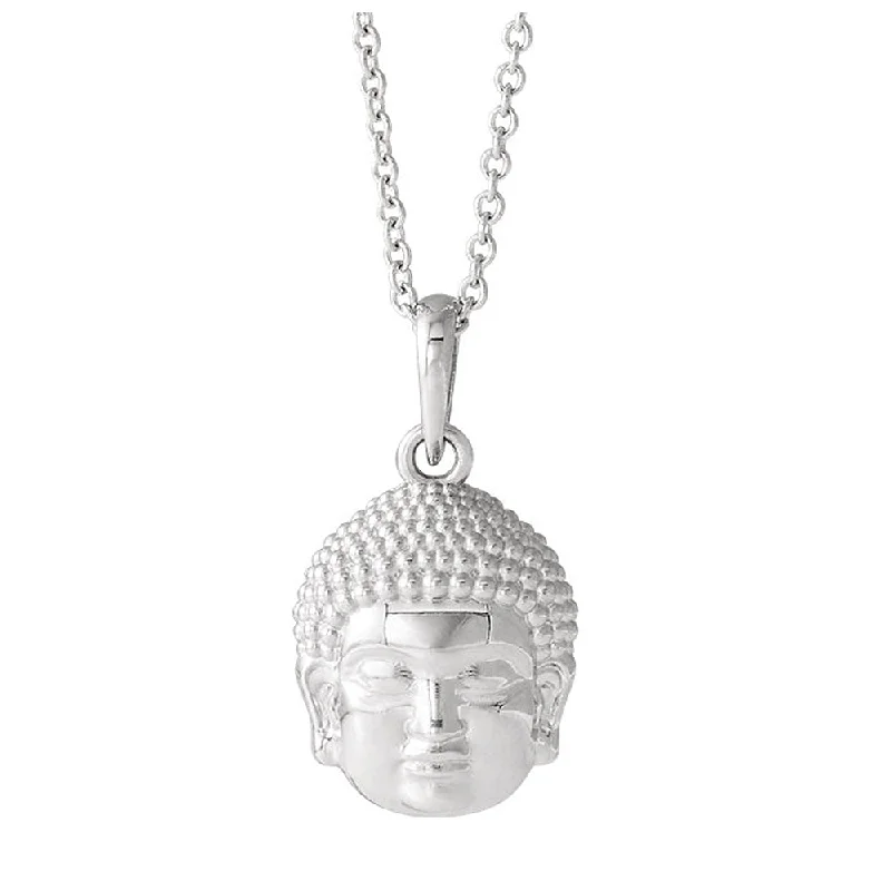 Necklaces with Initials-Sterling Silver Small 2D Buddha Necklace, 16-18 Inch