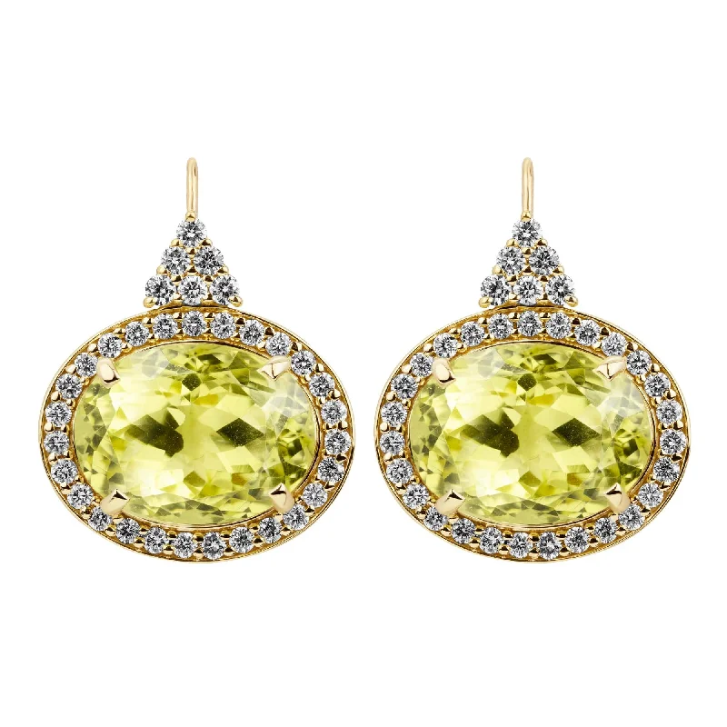 Creative Earrings for Trendy Looks-Earrings - Lemon Quartz And Diamond