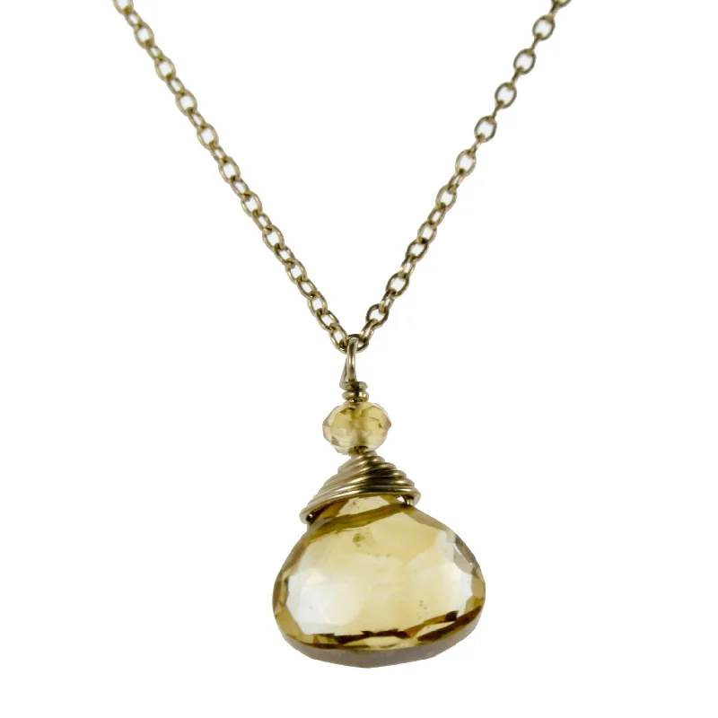 Charm Necklace for Casual Wear-Citrine One Drop Necklace