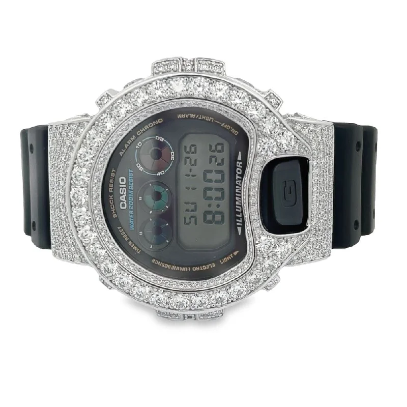 Men's Luxury Watches with Classic Design-Big Boy 11.25 Carat Moissanite VVS Iced Out G Shock DW6900 Custom Watch