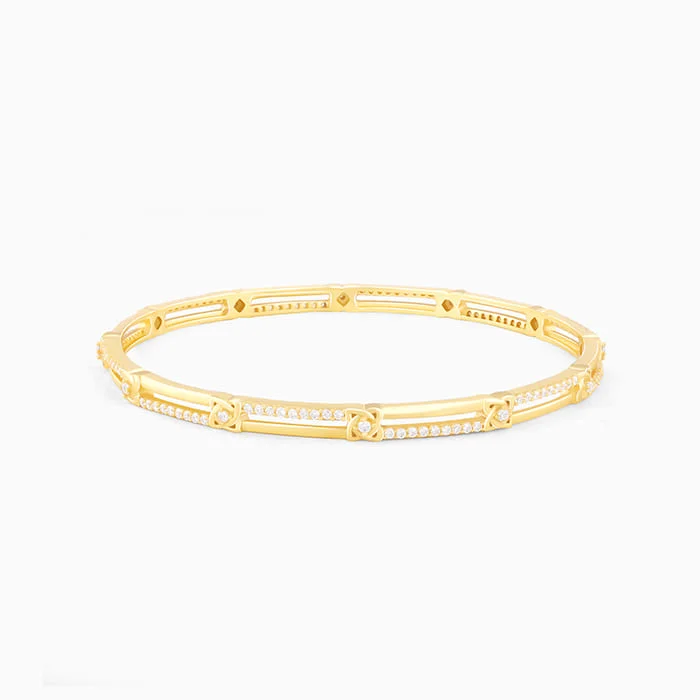 Simple Bangles for Casual Fashion-Golden Dual Line Bangle