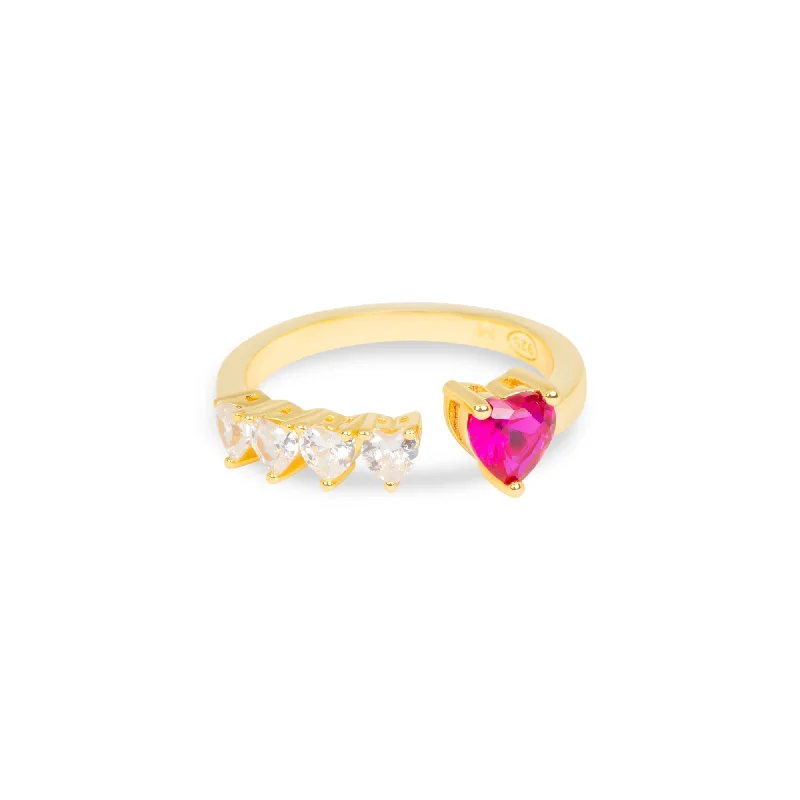 Stylish Gold Ring for Special Occasions-THE RUBY HEART CUT RING