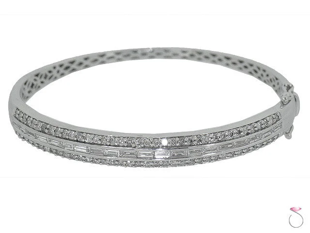 Classic Silver Bracelet for Fashion Lovers-14k White Gold Diamond bangle Bracelet, 2.48 ctw.