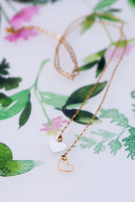 Rose Gold Chain Necklace for Style-Floating Heart Lariat Necklace