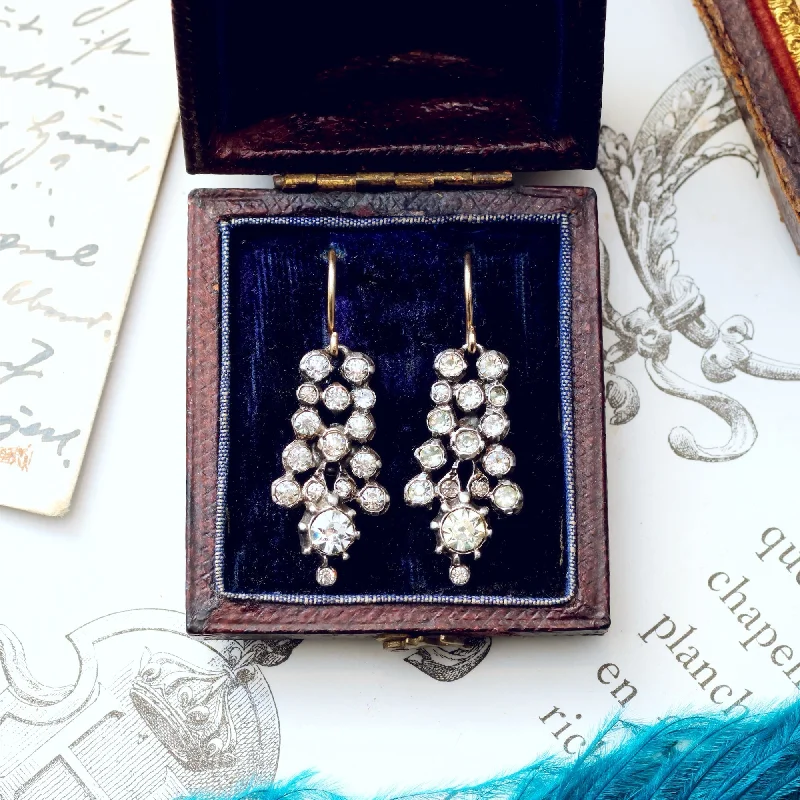 Elegant Gold Stud Earrings-Vintage Georgian Revival Paste Earrings