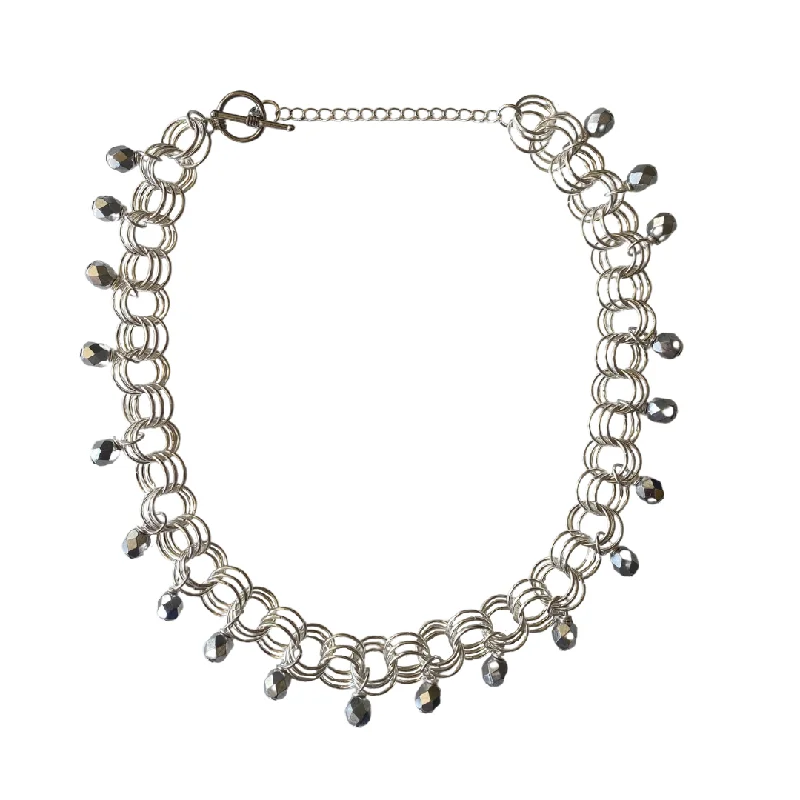 Layered Silver Necklace for Trendy Look-The Christina Choker in Metallic Silver