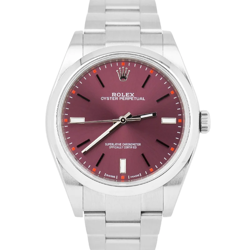 Affordable Smart Watches with Fitness Tracker-Rolex Oyster Perpetual 39mm GRAPE Purple Stainless Steel Oyster Watch 114300