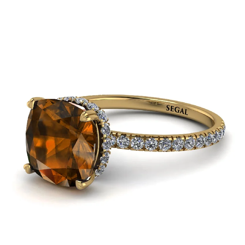 Large Ring with Gemstone for Fashion-Cushion Hidden Brown Diamond Ring - Nova No. 1101