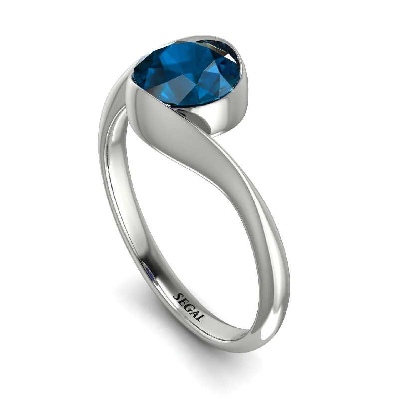 Luxury Gemstone Ring for Women-Vintage Bezel Twist Blue Topaz Ring - Everly No. 503