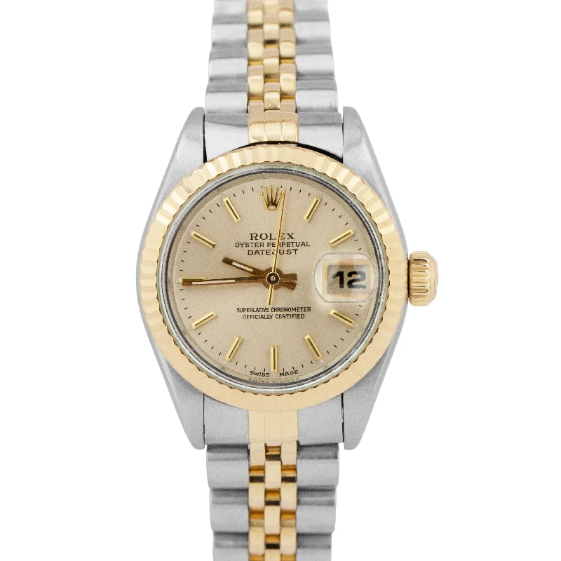 Gold-Plated Watches for Elegant Fashion-Rolex DateJust 26mm Silver Two-Tone 18K Yellow Gold Stainless Steel Watch 69173