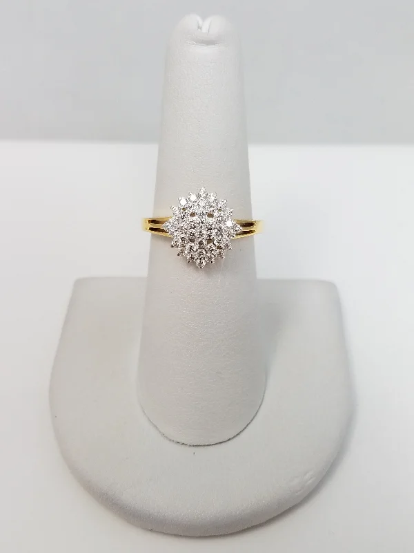 Personalized Titanium Ring for Special Day-Scintillating 14k Yellow Gold Natural Diamond Cluster Ring