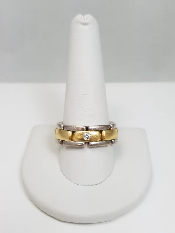 Unique Wedding Ring for Couples-Fantastic 18k Two Tone Gold Natural Diamond Flexible Ring