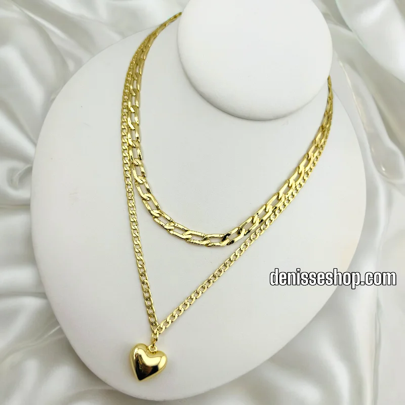 Multi-layer Necklace for Fashion-14K CUBAN DOUBLE LAYER NECKLACE N210