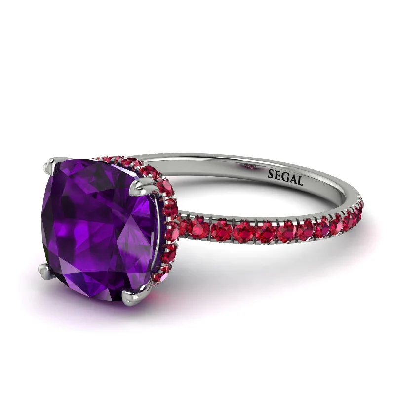 Silver Stackable Ring Set for Fashion-Cushion Hidden Amethyst Ring - Nova No. 312