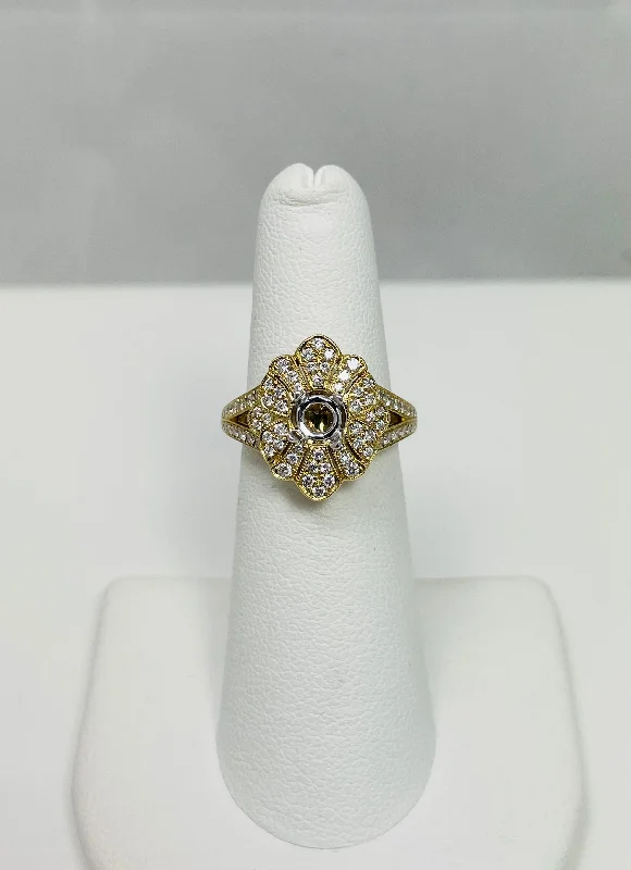 Simple Gold Band Ring-New! 14k Yellow Gold Natural Diamond Ring Mount