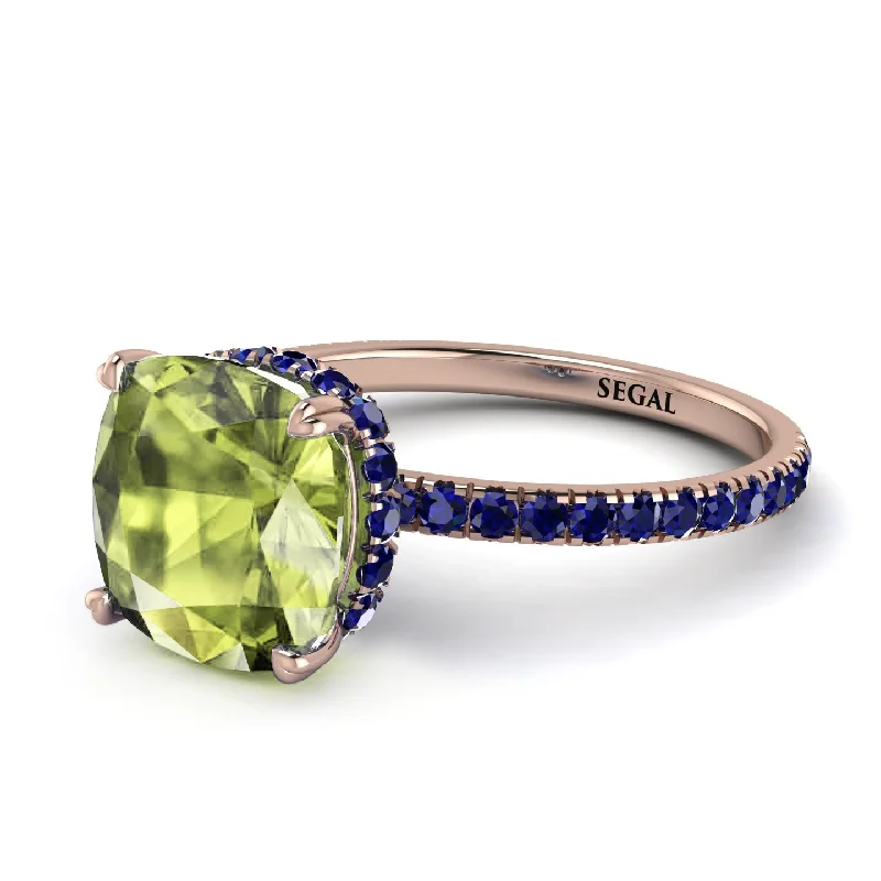 Sterling Silver Ring for Special Occasions-Cushion Hidden Peridot Ring - Nova No. 714