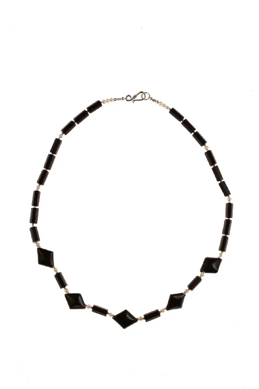 Stylish Necklace for Special Events-Black Onyx & Pearl Necklace