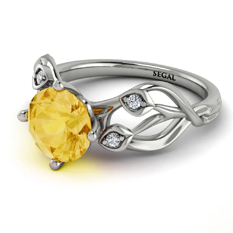 Adjustable Ring for Casual Style-Citrine Blossom 14K Golden Nature Inspired Engagement Ring - Haley No. 603