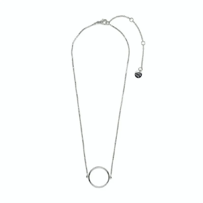 Birthstone Necklace for Family-PuraVida, Circle Choker Necklace , Silver