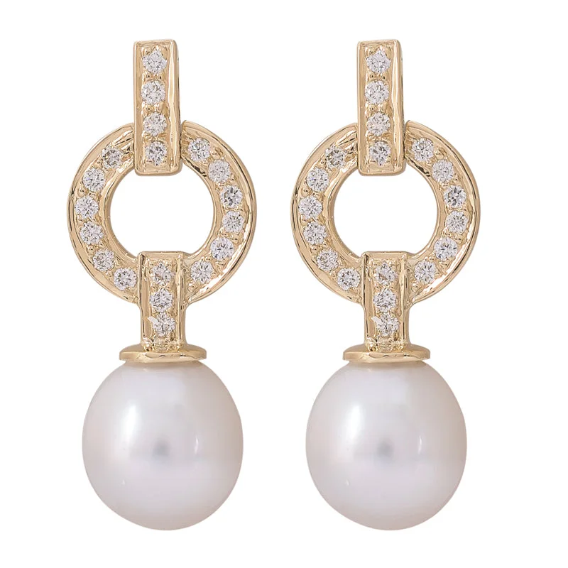 High Fashion Earrings for Women-Earrings- South Sea Pearl and Diamond