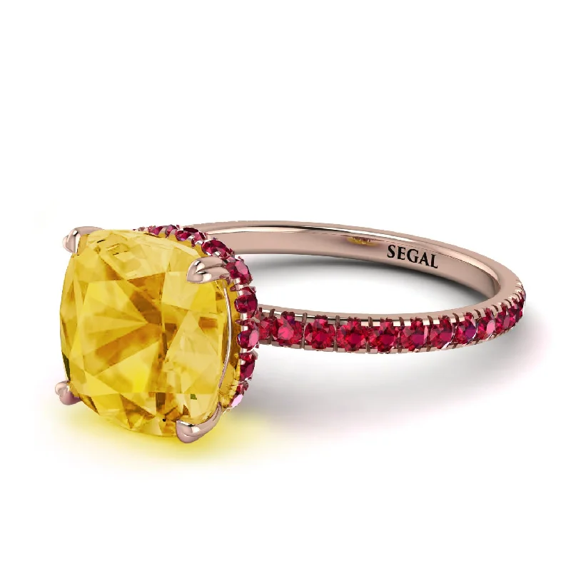 Custom Gold Ring for Special Occasions-Cushion Hidden Citrine Ring - Nova No. 611